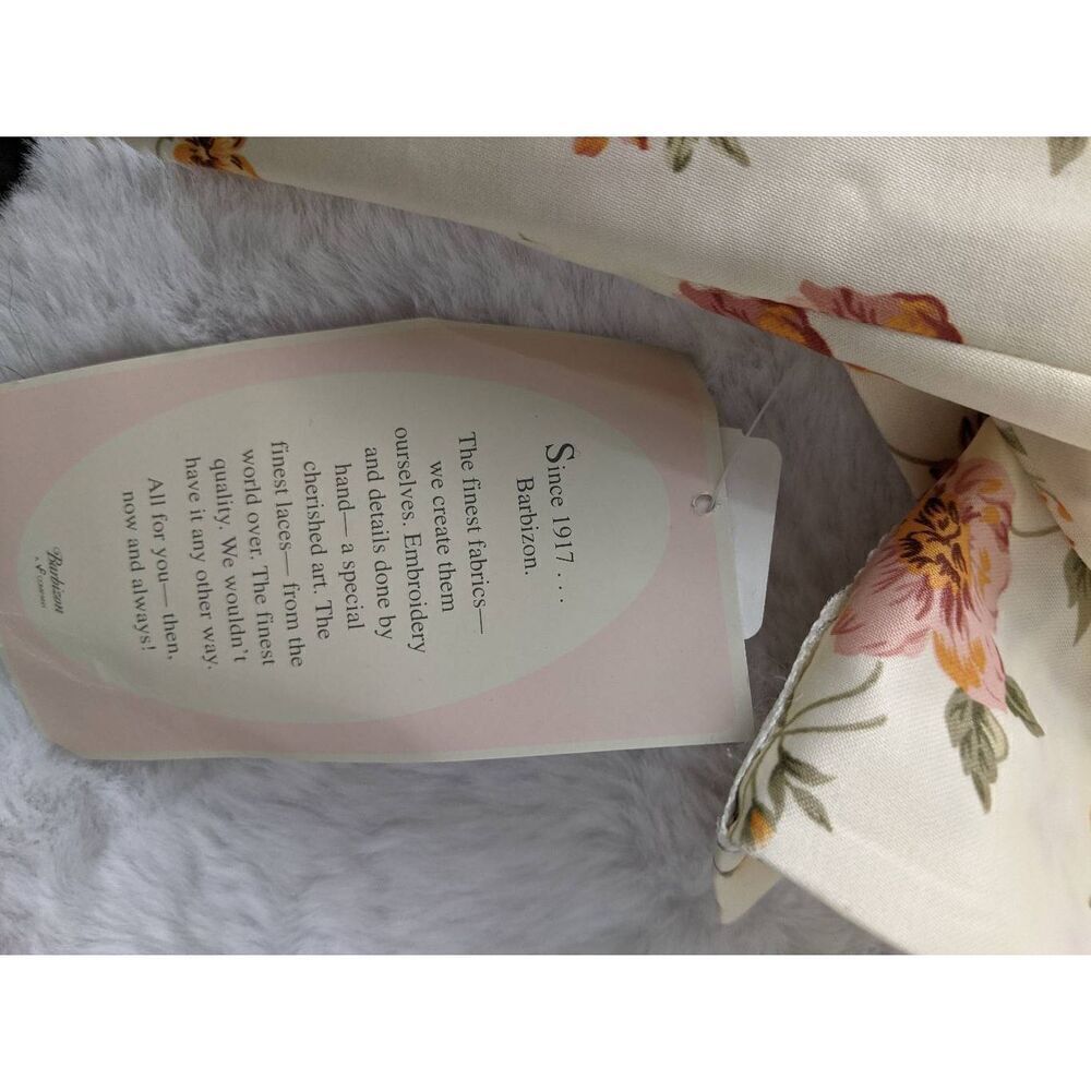 Barbizon Cream‎ Satin Floral Nightgown House Dress Lace Trim sz L Large NWT - Picture 5 of 9